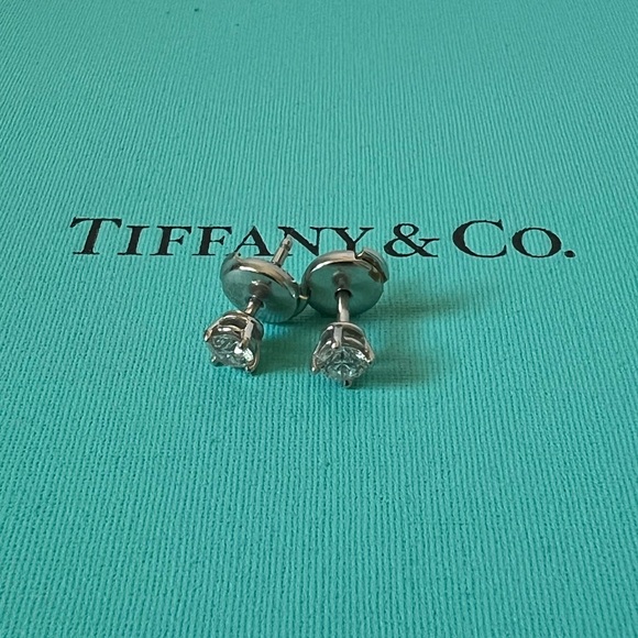 Tiffany & Co. Silver Solitaire Earrings - Picture 3 of 16